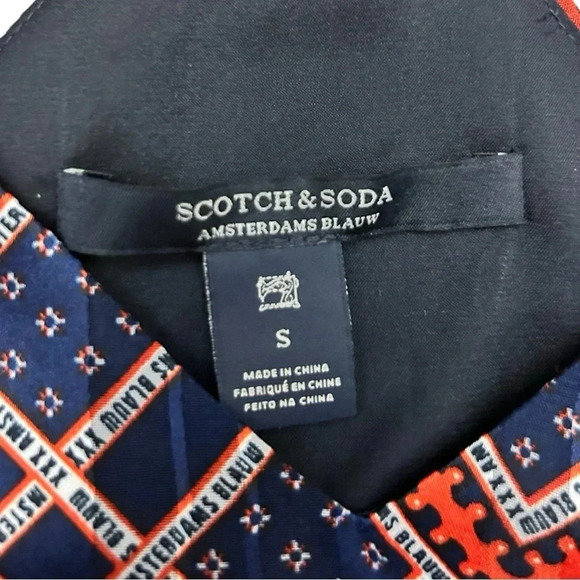 Scotch and Soda Amsterdams Blauw Red Blue Geometric Tile Racerback Top Size S - Picture 6 of 8